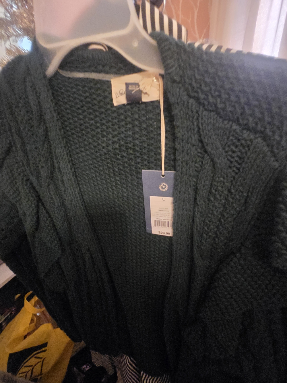 Cozy Cable Knit Open-Front Sweater Cardigan - Dark Teal (L)